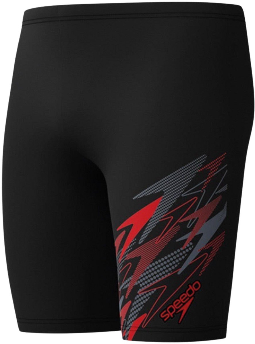 Speedo medley logo jammer heren - strakke zwembroek heren - vormvaste zwembroek mannen - sportzwembroek heren met trekkoord - zwart rood - s