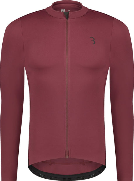 Bbb cycling essence ls - fietsshirt heren lange mouwen - 10-15 °c - ademend mtb en wielrenshirt met 3 achterzakken - donker rood xxl