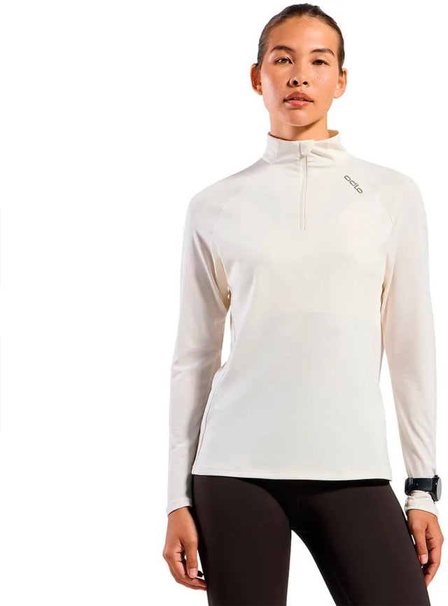 Odlo essential ceramiwarm sweatshirt met halve rits wit s vrouw s