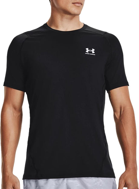 Under armour ua hg heatgear armour fitted short sleeve heren sportshirt - zwart - maat s