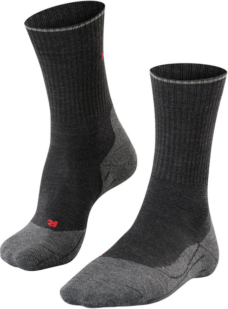 Falke tk2 explore wool silk medium padding wol functioneel materiaal wandelsokken heren grijs - maat 44-45 44 45