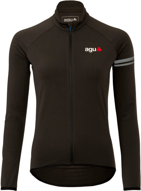 Agu essential - fietsshirt met lange mouw - thermo jersey - winter fietsen - herfst - reflecterend - zwart - dames - l