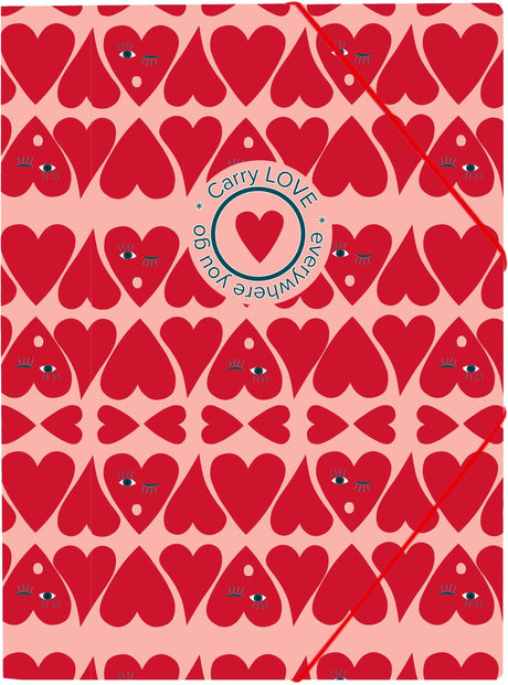 Ancor elastomap b'log hearts a4 met elastiek en 3 flappen