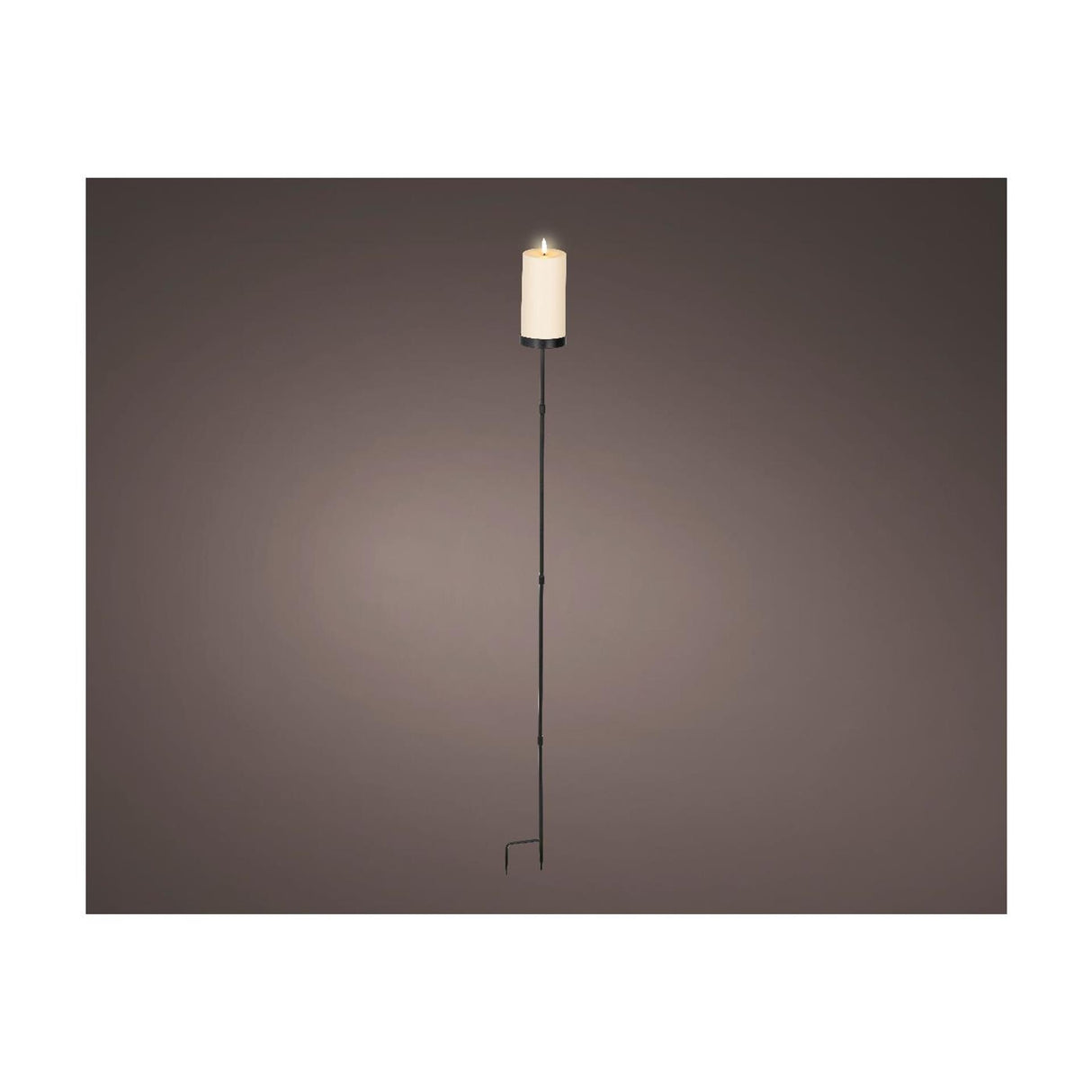 Lumineo solar kaars op steker crème plastic ø7xh117cm