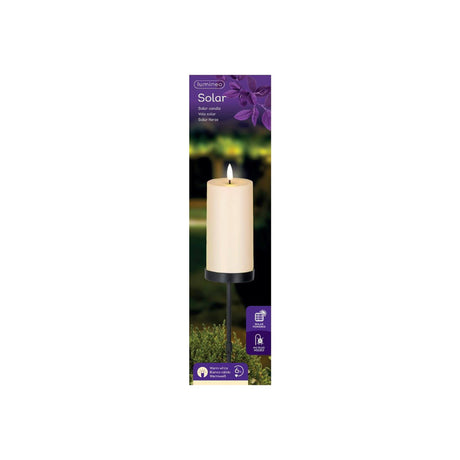 Lumineo solar kaars op steker crème plastic ø7xh117cm