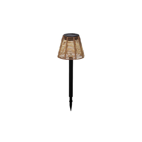 Lumineo solar steeklamp wicker ø12xh30cm