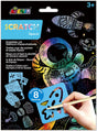 Avenir scratch art - ruimte - 17x23x0,5cm - met 8 sjablonen - 3 jaar