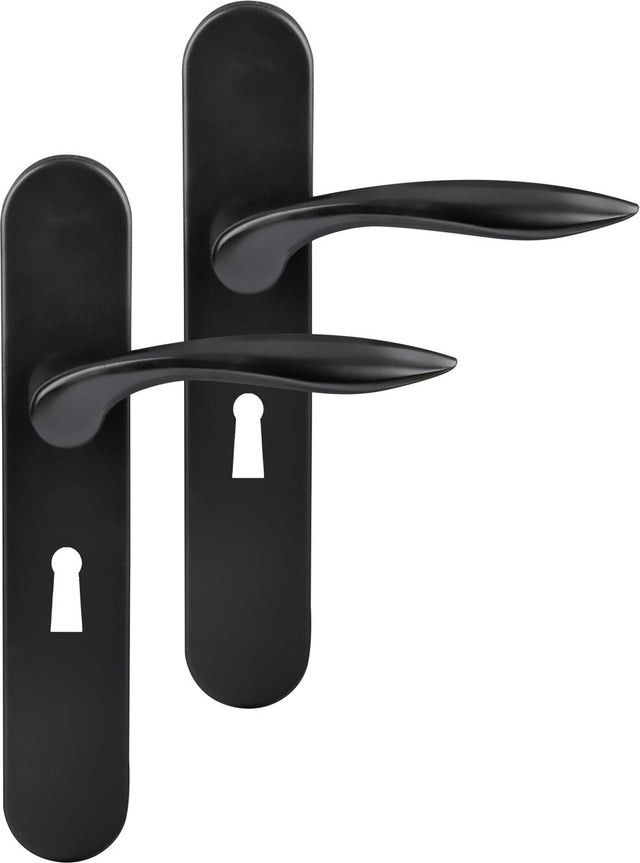 Differnz | groningen deurkruk | ovaal schild | sleutel 56 mm | zwart