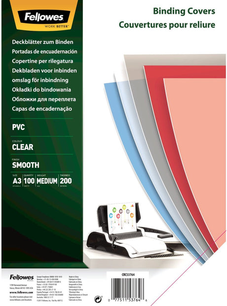 Fellowes schutbladen a3 transparant 200 micron