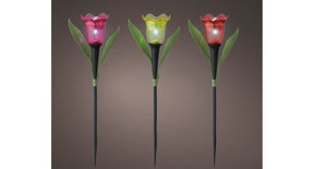 Solar stake light plastic steady 3col ass dia5.7cm x h.31.2cm