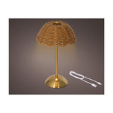 Lumineo led tafellamp oplaadbaar wicker goud ø17,5xh30cm