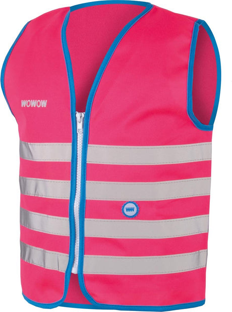 Wowow veiligheidshesje kind met rits en 1150 - fun fietsjas - maat l - unisex - roze blauw zilver l