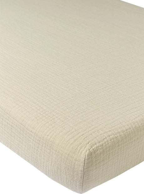 Meyco baby uni hoeslaken ledikant - pre-washed hydrofiel - soft sand - 60x120cm