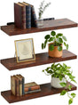 Merkloos sans marque wandplank zwevend - set van 3 - 80 cm - industrieel - bruin-zwart