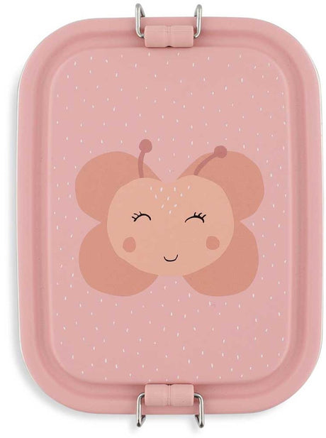Trixie | brooddoos klein - mrs. butterfly - rsv lunchbox voor kinderen - makkelijk te openen broodtrommel  roze - vlinder