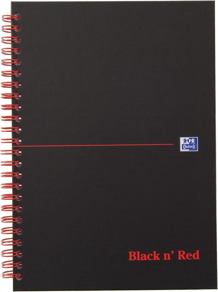 Oxford black n' red - notitieboek - a5 - ruitjes papier - 90g - hardcover - zwart