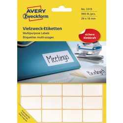 Avery universele etiketten zweckform 3319 29x18mm wit