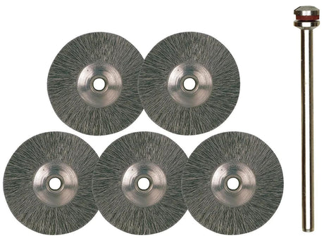 Proxxon stahldrahtrundbürstensatz round brush set steel d=22mm 5 pcs.
