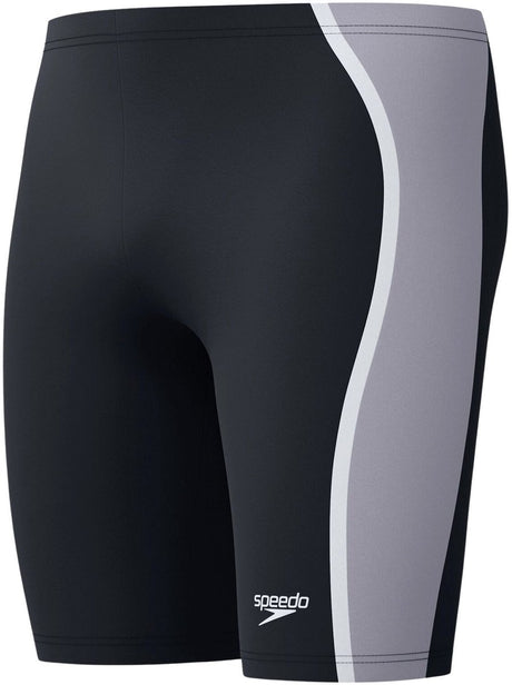 Speedo solid splice jammer heren - strakke zwembroek heren - chloorbestendige zwembroek mannen - sportzwembroek heren met trekkoord - zwart grijs - m