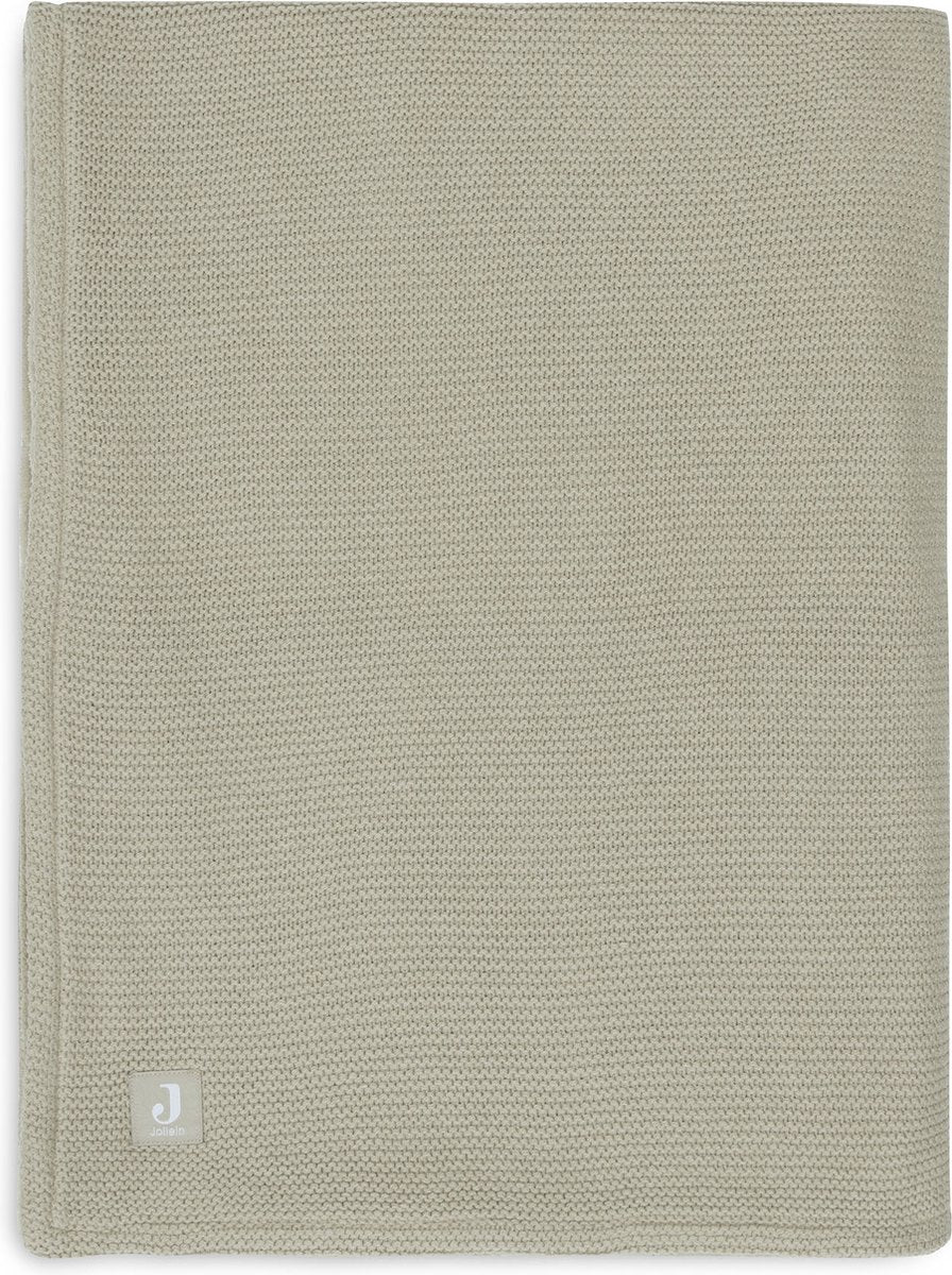 Jollein - deken wieg 75x100cm - wiegdeken, wiegdekentje, dekentje baby - basic knit - olive green fleece