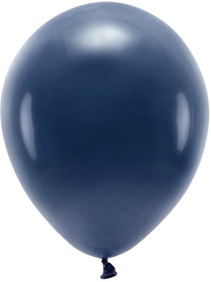 Partydeco eco ballonnen 30 cm, pastel, donker marineblauw (1 verpakking 10 stuks)