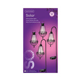Lumineo led solarlantaarn set l11.5-w14.5-h84cm 2 steek lantaarns en 2 hang lantaarns metaal zwart h19,5 cm