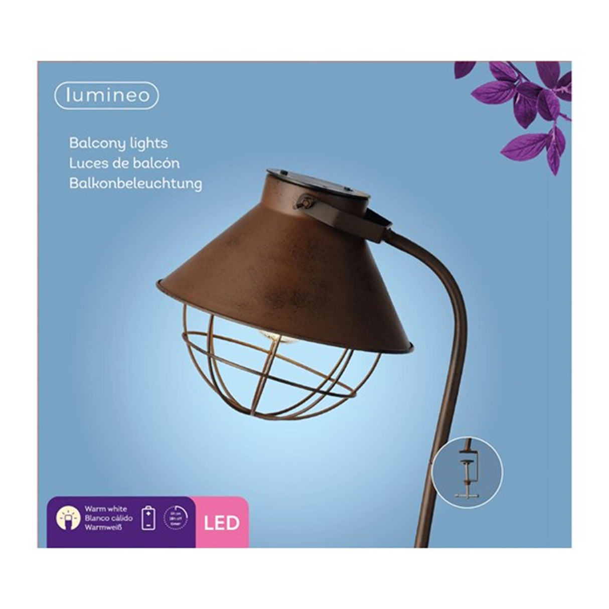Lumineo led balkonverlichting buiten met klem