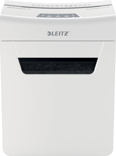 Leitz iq protect premium 8x ultrastille papierversnipperaar - p4 snippers - tot 8 vel - 14l - wit