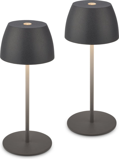 Briloner - set van 2 mini tafellampen - oplaadbar buitenlampen - ip44 - warm wit licht 2.700 k - dimbaar - met usb-c - antraciet - 8x20 cm