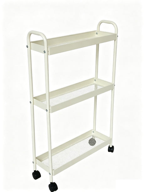 Kozie keukentrolley op wieltjes - 3-laags - 50x15x82cm - champagne toast beige