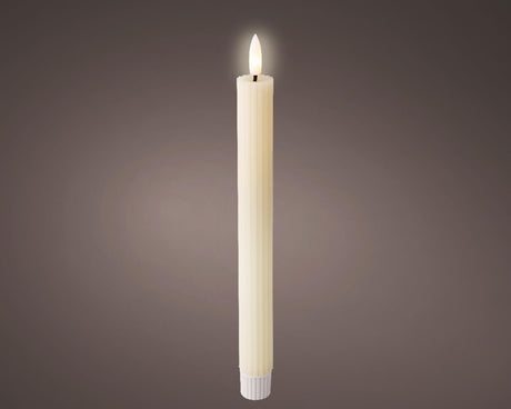 Lumineo dinerkaars led ribbel 24cm creme 2 st.