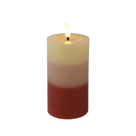 Lumineo led kaars met kleurverloop voor binnen met vlameffect en timer dia7x11cm terra werkt op 2xaaa batterijen (excl)<br>