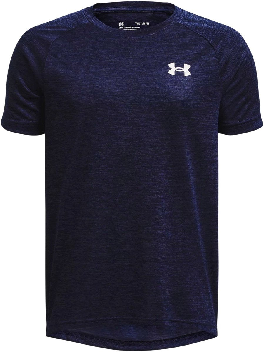Under armour ua tech 2.0 ss-blu jongens sportshirt - midnight navy - wit