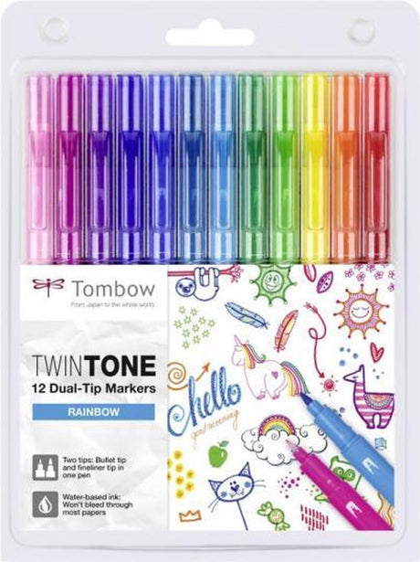 Tombow twintone marker set rainbow 12 stuks