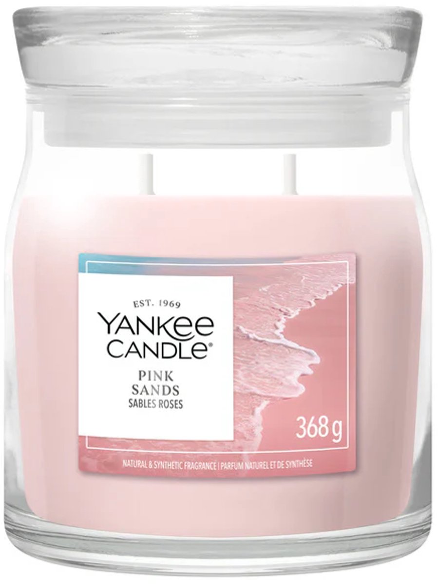 Yankee candle - pink sands medium geurkaars - 50 branduren - 2 lonten
