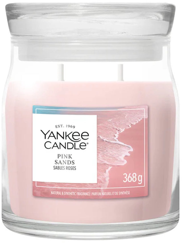 Yankee candle - pink sands medium geurkaars - 50 branduren - 2 lonten