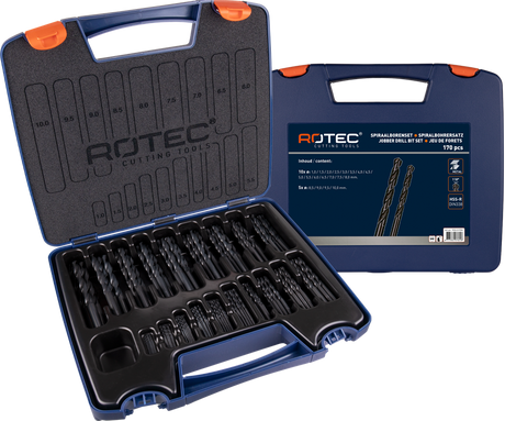 Rotec spiraalborenset 1-10x0.5mm hss 170-delig