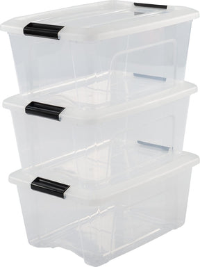 Iris topbox opbergbox - 15l - kunststof - transparant zwart - set van 3