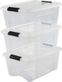 Iris topbox opbergbox - 15l - kunststof - transparant zwart - set van 3
