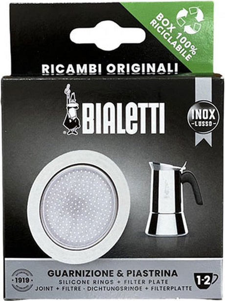 Bialetti filterplaatje + siliconen ring - voor 2 kops rvs percolators