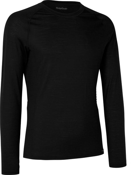 Gripgrab - merino blend thermal lange mouw herfst winter fiets ondershirt thermoshirt met merinowol - zwart - heren s