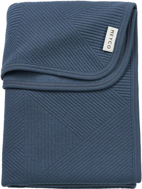 Meyco baby jacquard ledikant deken - flannel - indigo - 100x150cm - 1.0 tog