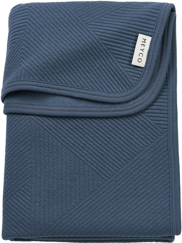 Meyco baby jacquard ledikant deken - flannel - indigo - 100x150cm - 1.0 tog