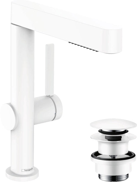 Hansgrohe finoris - wastafelkraan - met afvoerplug - 230mm - uittrekbare vuistdouche - 2 straalfuncties - mat wit
