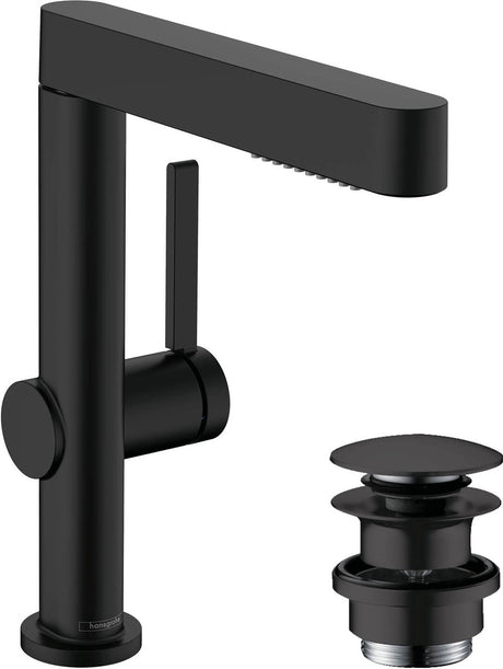 Hansgrohe finoris - wastafelkraan - met afvoerplug - 230mm - uittrekbare vuistdouche - 2 straalfuncties - mat zwart
