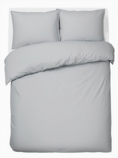 Hush. living hush living - dekbedovertrek - 100% katoen - 144tc - soepel en ademend - 100x220+20cm - 60x70cm kussensloop - met bevestigingslusjes - lichtgrijs