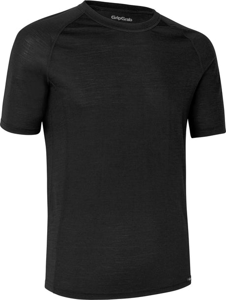 Gripgrab - merino blend thermal korte mouw lente herfst fiets ondershirt thermoshirt met merinowol - zwart - heren m