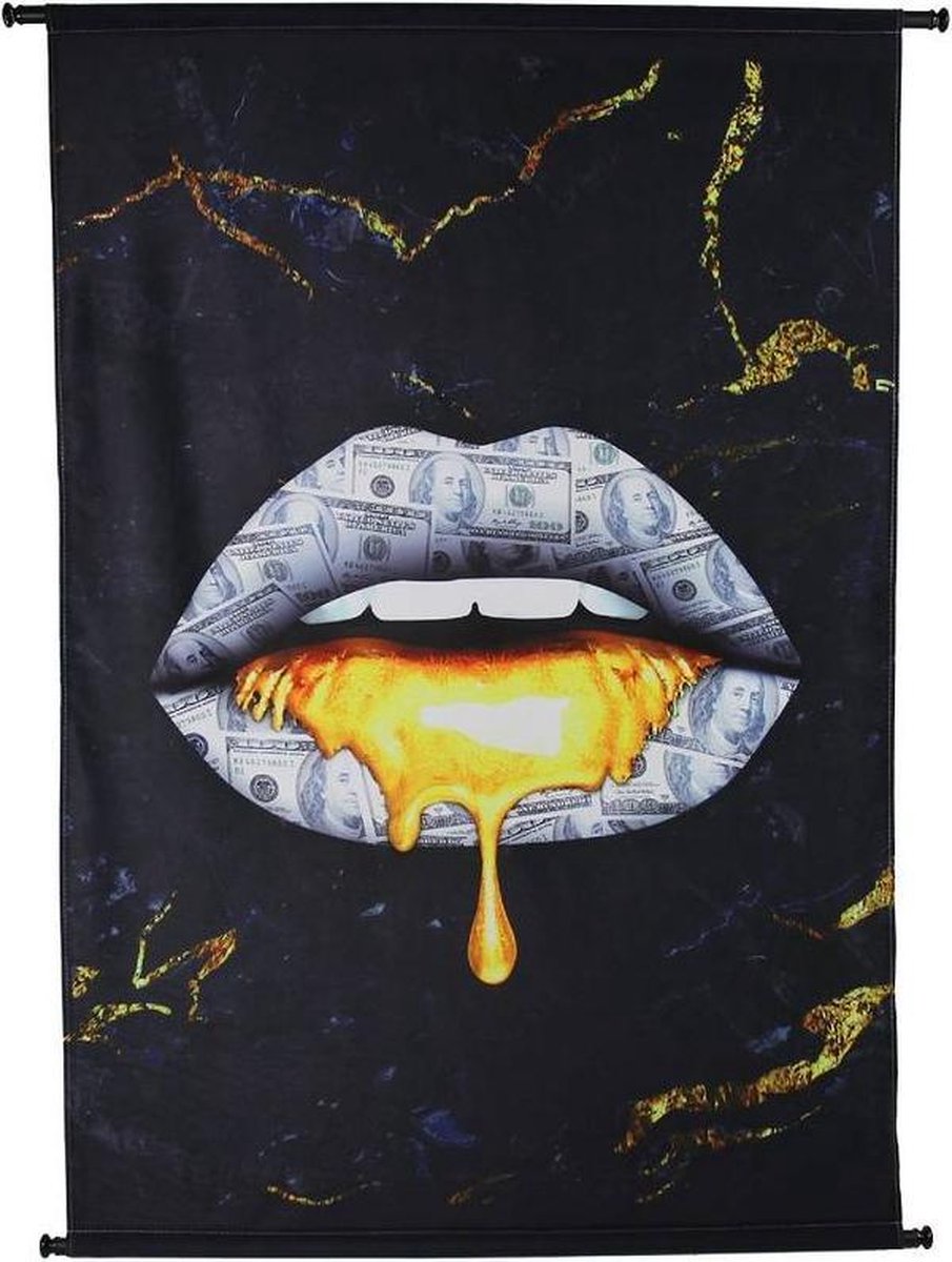 Hd collection wanddoek dollar zwart 105x3x136cm