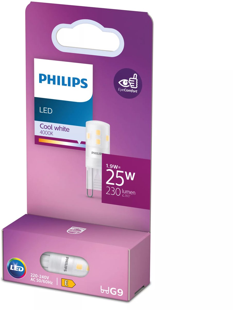 Philips led energiezuinige capsule transparant - 25 w - g9 - koelwit licht - bespaar op energiekosten