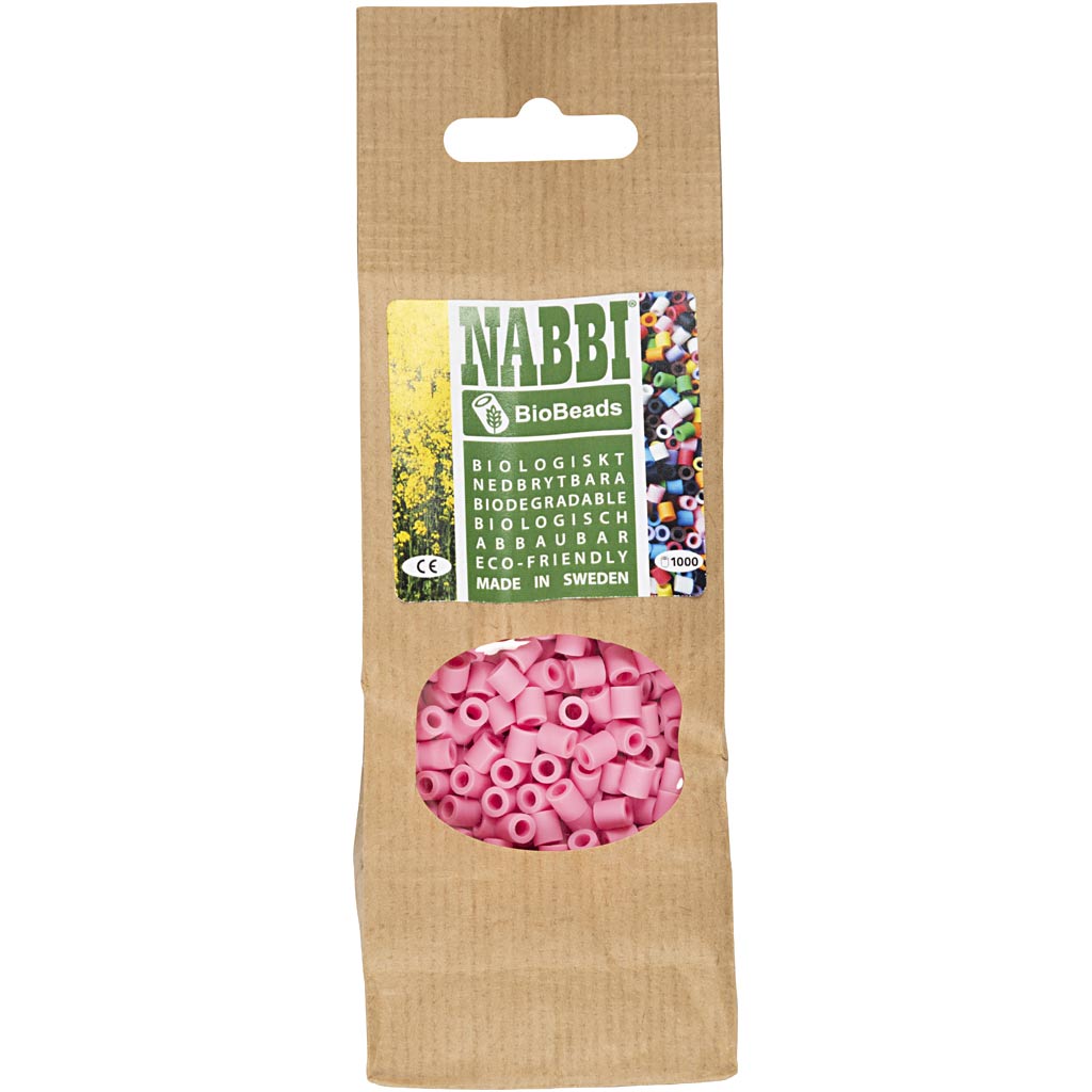 Creativ company http: www.cchobby.nl biobeads-van-nabbi-afm-5x5-mm-gatgrootte-2-5-mm-medium-roze-1000-stuk-1-doos